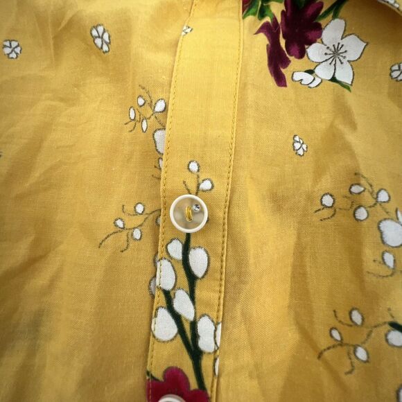 Soft Surroundings Top Size M Emiko Shirt Yellow Floral Print Button Front Tunic - Picture 3 of 4